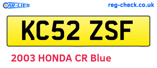 KC52ZSF are the vehicle registration plates.