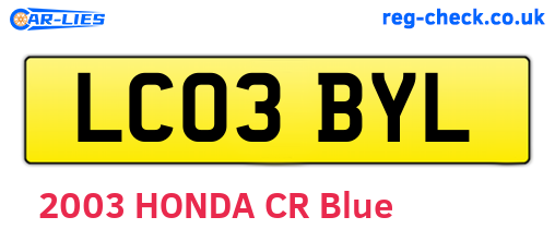 LC03BYL are the vehicle registration plates.