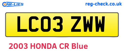LC03ZWW are the vehicle registration plates.