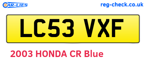 LC53VXF are the vehicle registration plates.