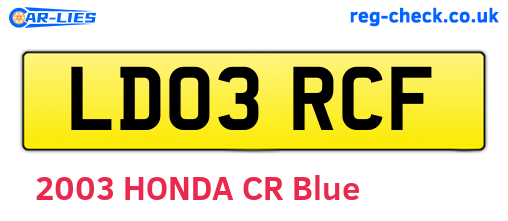 LD03RCF are the vehicle registration plates.