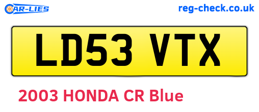 LD53VTX are the vehicle registration plates.