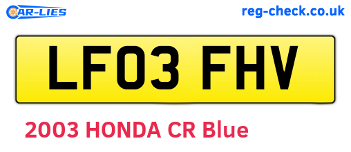 LF03FHV are the vehicle registration plates.