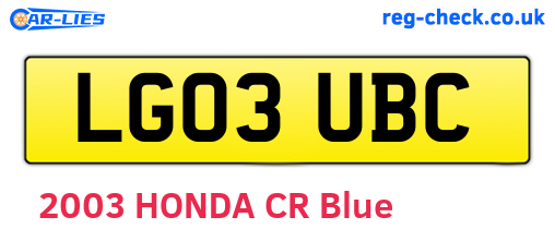 LG03UBC are the vehicle registration plates.