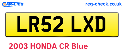 LR52LXD are the vehicle registration plates.