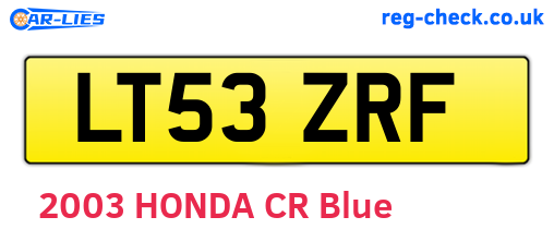 LT53ZRF are the vehicle registration plates.