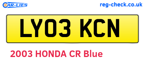 LY03KCN are the vehicle registration plates.