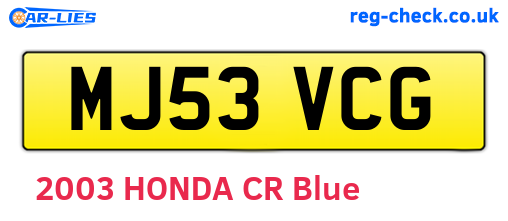 MJ53VCG are the vehicle registration plates.