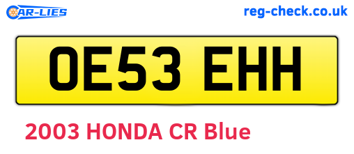 OE53EHH are the vehicle registration plates.