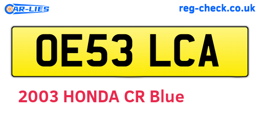 OE53LCA are the vehicle registration plates.
