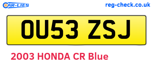 OU53ZSJ are the vehicle registration plates.