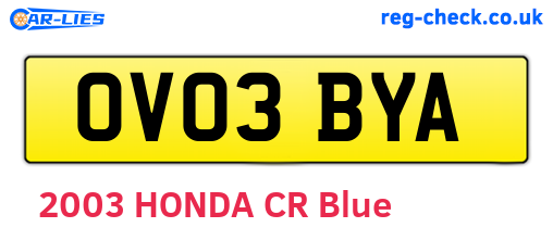 OV03BYA are the vehicle registration plates.