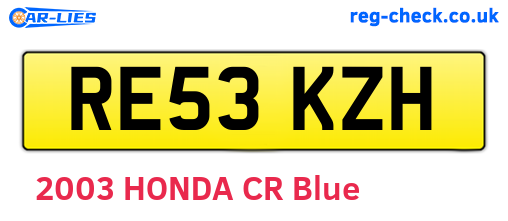 RE53KZH are the vehicle registration plates.