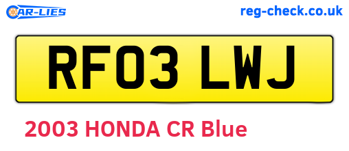 RF03LWJ are the vehicle registration plates.