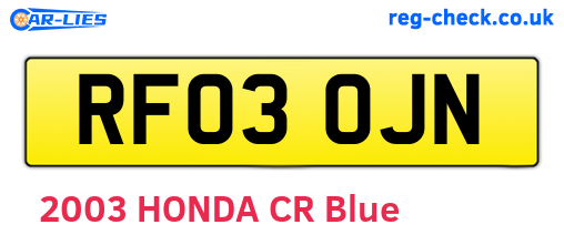 RF03OJN are the vehicle registration plates.