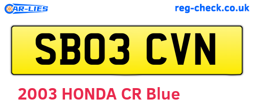 SB03CVN are the vehicle registration plates.