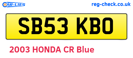 SB53KBO are the vehicle registration plates.