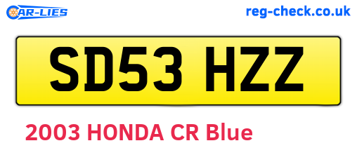 SD53HZZ are the vehicle registration plates.