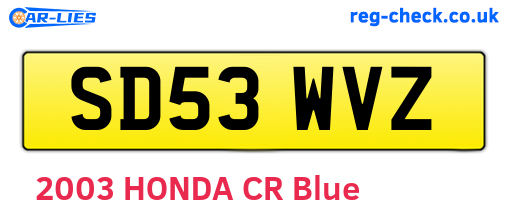 SD53WVZ are the vehicle registration plates.