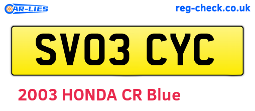 SV03CYC are the vehicle registration plates.