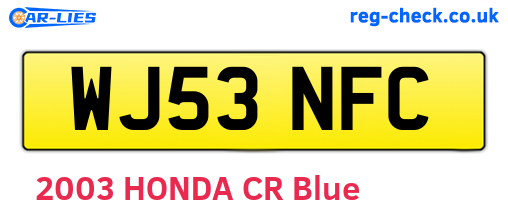 WJ53NFC are the vehicle registration plates.