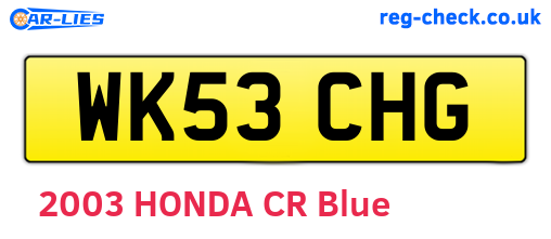 WK53CHG are the vehicle registration plates.