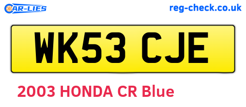 WK53CJE are the vehicle registration plates.