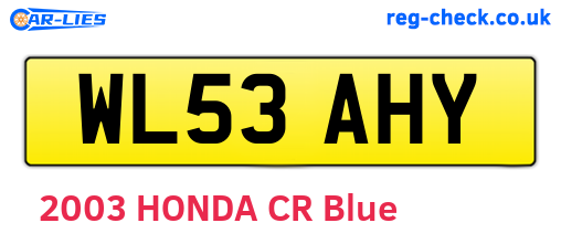 WL53AHY are the vehicle registration plates.
