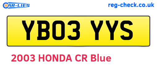 YB03YYS are the vehicle registration plates.