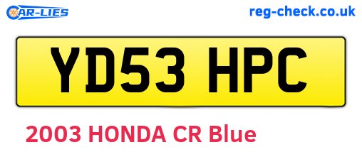 YD53HPC are the vehicle registration plates.
