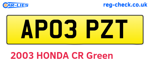 AP03PZT are the vehicle registration plates.