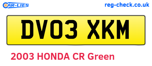 DV03XKM are the vehicle registration plates.