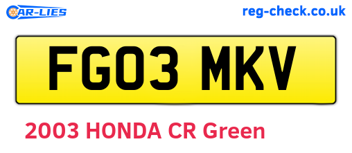 FG03MKV are the vehicle registration plates.
