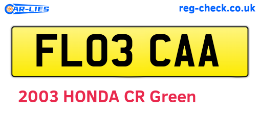 FL03CAA are the vehicle registration plates.