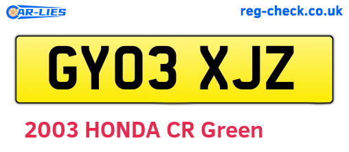 GY03XJZ are the vehicle registration plates.