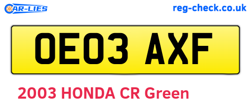 OE03AXF are the vehicle registration plates.