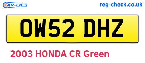 OW52DHZ are the vehicle registration plates.