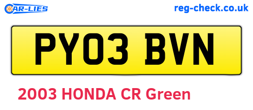 PY03BVN are the vehicle registration plates.