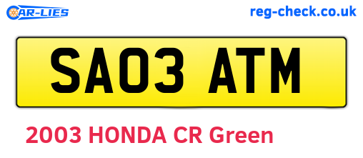 SA03ATM are the vehicle registration plates.
