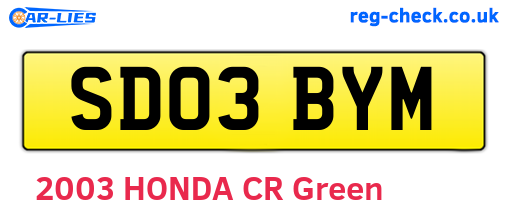 SD03BYM are the vehicle registration plates.