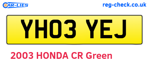 YH03YEJ are the vehicle registration plates.