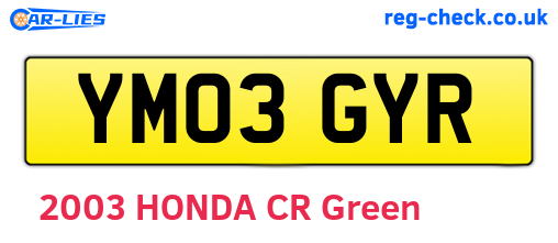 YM03GYR are the vehicle registration plates.
