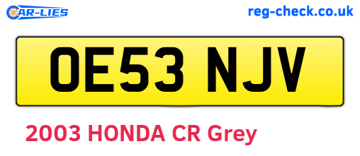 OE53NJV are the vehicle registration plates.