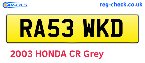 RA53WKD are the vehicle registration plates.