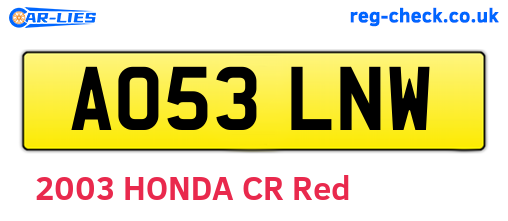 AO53LNW are the vehicle registration plates.