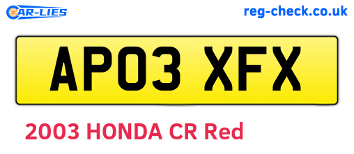 AP03XFX are the vehicle registration plates.
