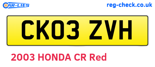 CK03ZVH are the vehicle registration plates.