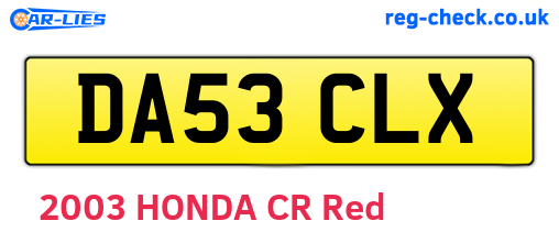 DA53CLX are the vehicle registration plates.