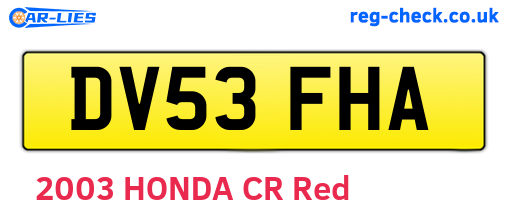 DV53FHA are the vehicle registration plates.