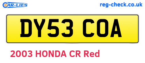 DY53COA are the vehicle registration plates.